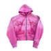 Men's Pink Cardigan Hooded Sweatshirt Jacket Hip Hop Rock American Printed Top Casual Streetwear_viptrois.com