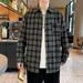 Long Sleeved Checkered Shirt For Men, Loose, Fashionable, Trendy, Casual, Retro, Worn, Brushed Shirt_viptrois.com