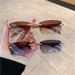 Fashion Sunglasses European And American Men's And Women's Frameless Wood Grain Leg Sunglasses_viptrois.com