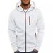 Men's Clothing Fleece-Lined Zip-Up Hoodie With Stand Collar Athletic Casual Pullover (White Wine Red, Navy, Army Green, Light Gray, Dark Gray)_viptrois.com