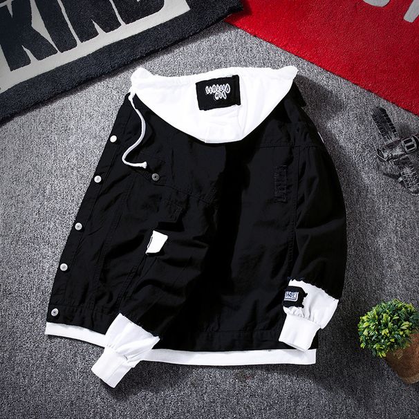 Hooded Denim For Men, Korean Trendy Casual Versatile Top, Spring And Autumn Style Couple Vacation Two-Piece Jacket_viptrois.com