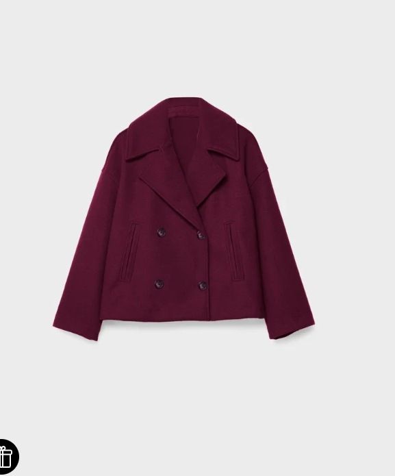Abrigo Corto De Lana Para Mujer, Estilo Peacoat, Cruzado, Holgado, Color Marrón, Ropa Exterior Informal_viptrois.com