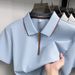 Men's Clothing Men's Seamless Nylon Ammonia Short Sleeve Shirt Turn Down Collar Half Zip T-Shirt Business Style Summer_viptrois.com