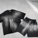 Men's Clothing Summer Washing Tide Brand Men's Short Sleeved Spray Dyed Retro Men's Shorts Short Sleeved Suit_viptrois.com