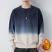 Men’s Gradient Round Neck Sweater – Thickened Loose Knit For Autumn & Winter (Blue/Dark Gray/Black, M-4XL)_viptrois.com