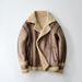 Men's Faux Fur Collar Jacket - Winter Warm Fleece Lined Casual Coat With Double Breasted Design, Windproof Polyester Outer Shell_viptrois.com