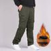 Men's Fleece-Lined Cargo Pants – Heavy Duty Workwear With Multi-Pockets, Relaxed Straight Fit For Hiking & Outdoor_viptrois.com