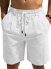 New Men's Loose Cotton And Linen Drawstring Five-pocket Pants - Solid Color Casual Sports Shorts_viptrois.com