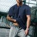Summer Mens Slim Fit Henley Shirts Lightweight Breathable Solid Color Daily Wear Tees_viptrois.com