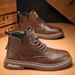 Autumn Casual Short British Style High-top Lace-up Leather Martin Boots Sports Men's Shoes_viptrois.com