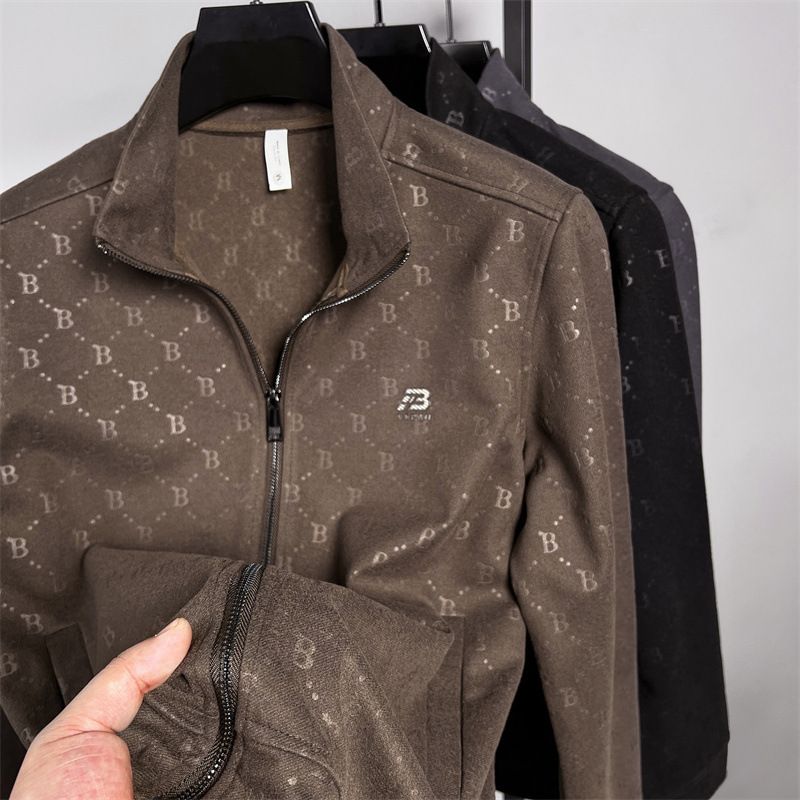 Men's Heavyweight Zip-Up Hoodie – Premium Polyester Fleece Pullover With Minimalist Letter Print, Relaxed Fit Long Sleeve Sweatshirt For Autumn_viptrois.com