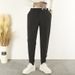 Men's Slim Fit Tapered Trousers, Stretch Ankle-Length Dress Pants For Business Casual, Lightweight Wrinkle-Resistant Office Pants In Black Gray Khaki_viptrois.com