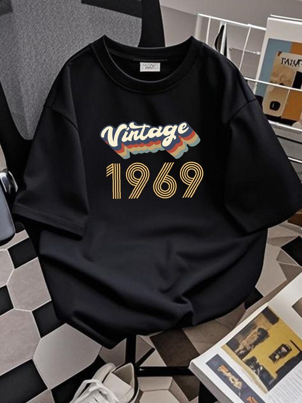 Vintage 50th Birthday 1969 Classic Retro Tee T-Shirt Homme Stretched Designer Clothes Fashion Summer Graphic Comfortable Streetwear Stylish Soft_viptrois.com