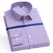 Men's Striped & Checkered Long Sleeve Dress Shirt, Wrinkle-Free Business Casual Shirt With Breathable Fabric, Slim Fit Office Wear For Spring & Summer_viptrois.com