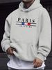 Men's Autumn And Winter Casual Fashionable Loose Hooded Sweatshirt With Parisian Letter Pattern Printed Warm Long Sleeved Pullover_viptrois.com
