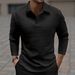 Men's Slim Fit Long Sleeve Polo Shirt With Textured Knit Fabric, Breathable & Machine Washable For Casual & Sporty Look_viptrois.com