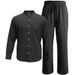 Men's Summer Short Sleeve Button-Up Shirt & Shorts Set - Lightweight Polyester Casual Outfit For Beach & Travel (White/Black/Grey)_viptrois.com