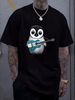 Baby Penguin Playing Honduras Flag Guitar T-Shirt Breathable Homme Casual Designer Clothes Top For Everyday Wear Comfortable Soft Summer Unisex_viptrois.com