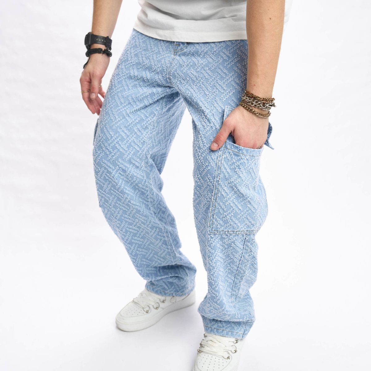 Men's Printed Jeans Straight Leg Pants Stretch Comfortable Cotton Denim Trousers For Casual Daily Wear_viptrois.com