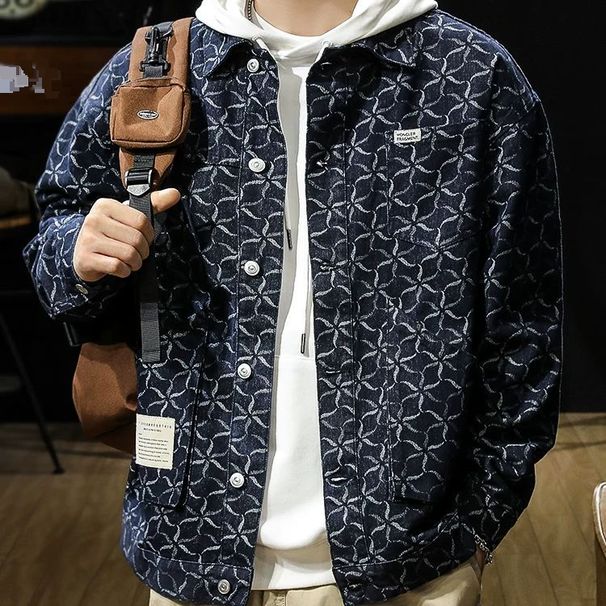 2024 Spring And Autumn New Denim Jacket Men's Autumn High Sense Full Print Casual Jacket Men's Trendy Brand Loose Spring And Autumn_viptrois.com