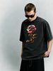Relaxed Heavyweight Washed Floral Art Cotton T-Shirt Men's Casual Streetwear Tee_viptrois.com