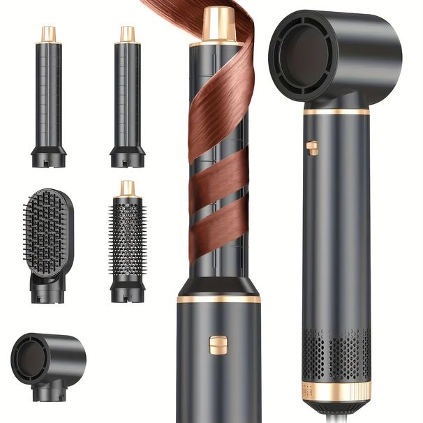 5in 1 Blow And Dryer, Upgrade Dryer Curler Wrap Styler, Detachable Hot Air Negative Ion Brush Iron, Curling Iron Hair_viptrois.com