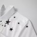 Men's Short-Sleeve Shirt – 3D Star Embroidery, Breathable Cotton, Slim Fit (White/Black)_viptrois.com