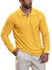 Men's Waffle Knit Polo Shirt - Long Sleeve Casual T-Shirt For Autumn, Comfortable & Stylish_viptrois.com