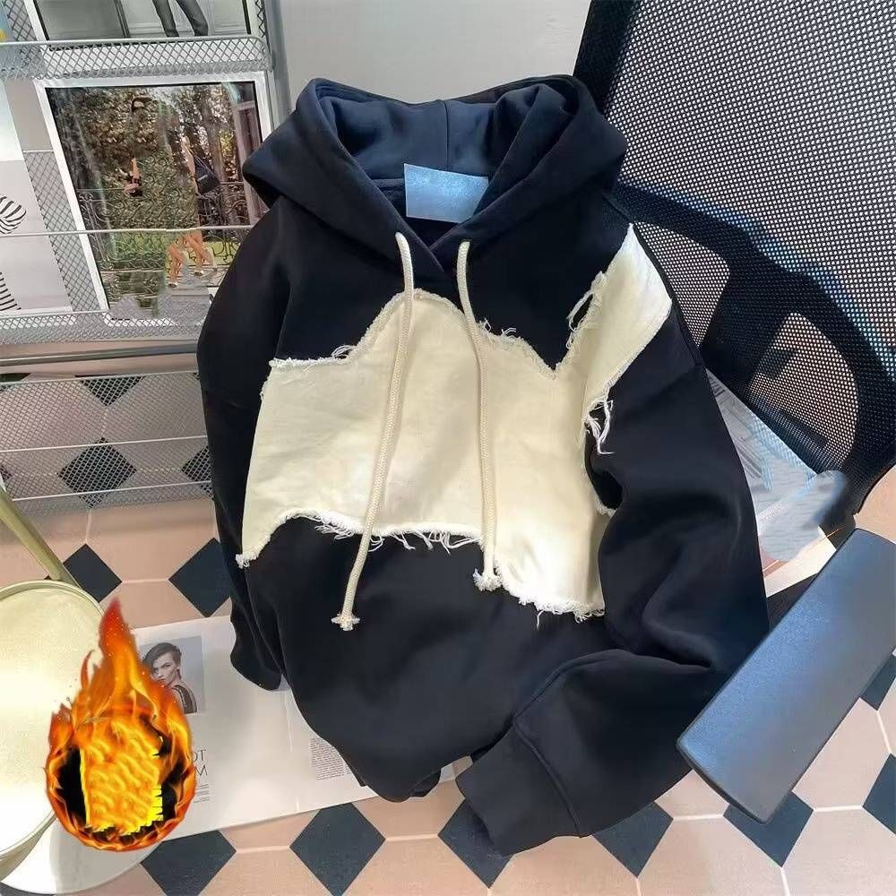 Unisex Oversized Hoodie – Vintage High Street Pullover With Color-Block Design & Fleece Lining (Streetwear Essential)_viptrois.com