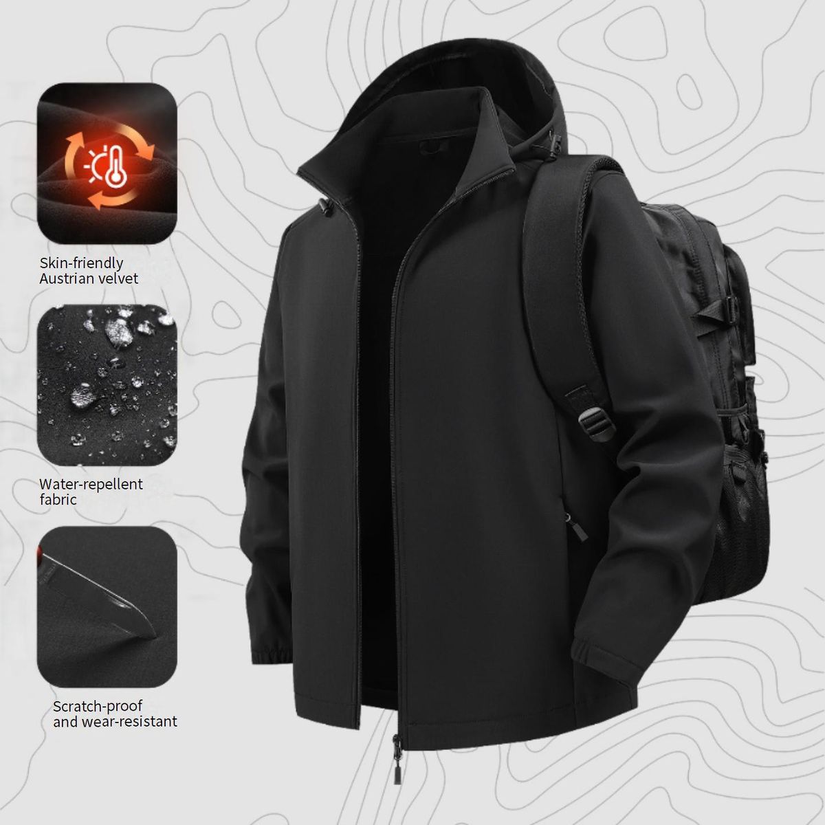 Unisex Mountain-Style Softshell Jacket – 5000mm Waterproof & Fleece-Lined Windbreaker For Hiking, Skiing & Urban Wear_viptrois.com