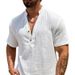 Men's Single Layer Solid Color Breathable Stand Up Collar Short Sleeved Shirt American Style Fashion Simple Design_viptrois.com