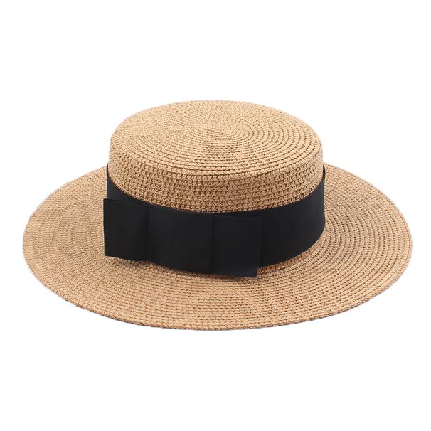 Star style Japanese straw hat for women summer retro flat top small fresh hat sun protection beach hat_viptrois.com