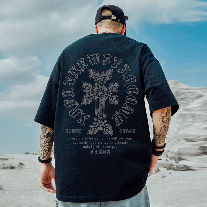 Men's Clothes Short-sleeved T-shirt Printed Men's Crew Neck T-shirt Oversized Hip Hop Men's Casual Top_viptrois.com