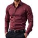 Men's Clothing Business Casual Men's Long Sleeves New Style Solid Color Simple_viptrois.com