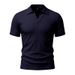 Men's Clothing Men's Summer Shirts Style Solid Color V Neck Short Sleeves Collared T Shirts For All Seasons For Formal & Casual_viptrois.com