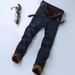 Men's Fleece-Lined Thick Winter Jeans - High Waist Loose Fit Comfortable & Warm Anti-Wrinkle Casual Pants For Cold Weather_viptrois.com