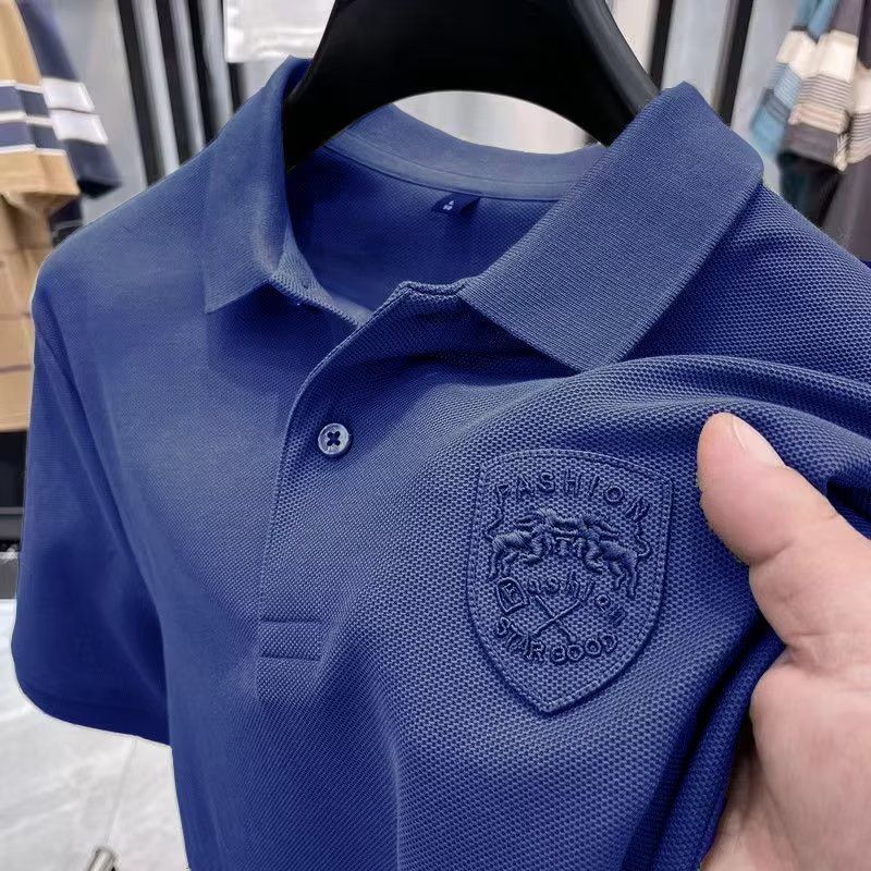 High End Men's Clothing Polo Shirt Short Sleeved Pique Summer Light Casual Embroidered Lapel T-Shirt Top Clothes_viptrois.com