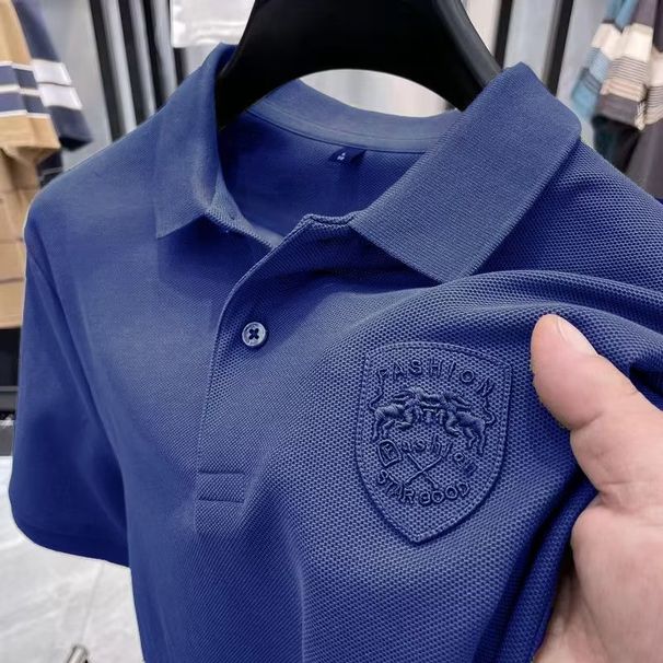 High End Men's Clothing Polo Shirt Short Sleeved Pique Summer Light Casual Embroidered Lapel T-Shirt Top Clothes_viptrois.com
