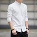 Men's Clothing Men's Oxford Long Sleeve Shirt - Slim Fit Business Casual Shirt For Spring & Autumn, Breathable & Wrinkle-Resistant, Solid Color_viptrois.com