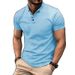 Unbeatable Quality Summer Short Sleeved Men's New Solid Color Henry Collar Button Slim Fit Ball Shirt_viptrois.com