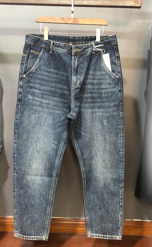 Men's Clothing Retro Street Trend Large Size Jeans For Men, Loose Slimming Straight Casual Distressed Jeans_viptrois.com
