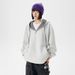 Reversible Plaid Hoodie – Korean Oversized Unisex Zip-Front With Dual Wear Options, Black & Grey Checkered_viptrois.com