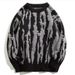 2026 High Quality Japanese Harajuku Lazy Style Knitwear Pullovers Women/Men Round Collar Zebra-Like Irregular Stripes Long Sleeve Loose Thick Sweater_viptrois.com