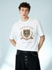 European Trendy Light Luxury Men's Short Sleeve T-Shirt, Vintage Crest L'AVENIR EST NÔTRE Print, High-end Casual Streetwear Tee_viptrois.com