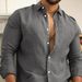 Breathable Linen Cotton Blend Shirt For Men, Classic Casual Solid Color Button Down Shirt, Comfortable Daily Wear & Smart Casual Style_viptrois.com