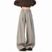 2026 New Old Money Style Striped Trousers Men's Trendy Brand Loose Wide-leg Drape Fishbone Line Splicing Casual Pants_viptrois.com