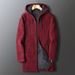 Pure Knitted Cardigan Autumn Winter Top Mid-Length Coat Fleece Lined Thickened Korean Style Trendy Outerwear Men's Casual_viptrois.com