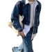 China-Chic Hip Hop Pleated Fashion Irregular Denim Men's High Street Versatile Casual Loose Couple Jacket_viptrois.com