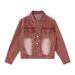 Men's clothing vintage vintage brick red denim jacket patchwork trouser suit_viptrois.com