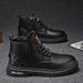 Autumn Casual Short British Style High-top Lace-up Leather Martin Boots Sports Men's Shoes_viptrois.com
